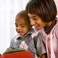 Mom and boy read