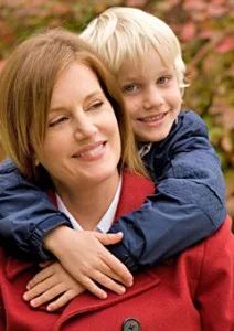 Autumn mom and child