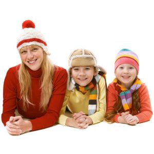 Winter homeschooling mom and kids