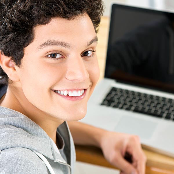 Homeschool teen with computer
