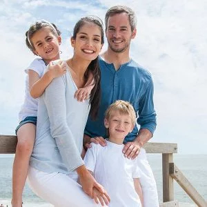 Homeschool family at the beach